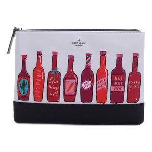 Kate Spade White & Black Hot Sauce Gia 'Extra Spicy' Zip Cosmetic Bag